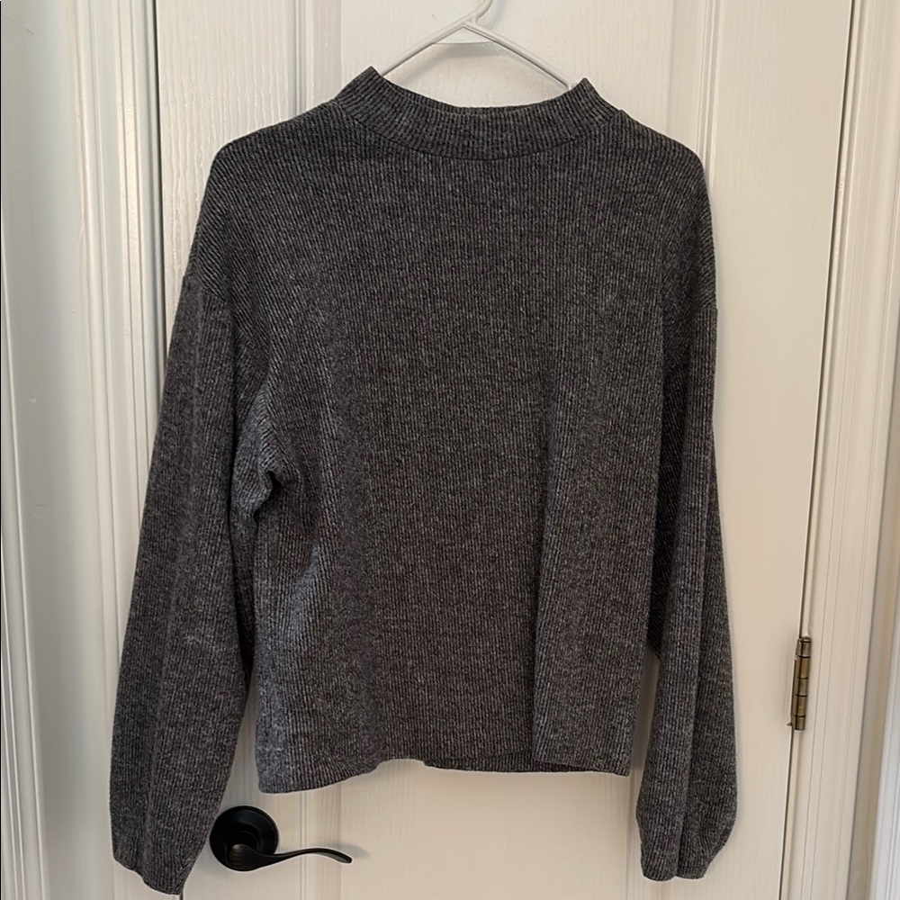 Zara Gray Ribbed Sweatshirt